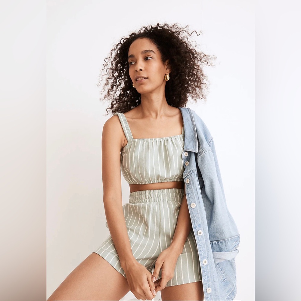 Madewell Organic Cotton Crop Tank Sz Large & High-Waist Pull-On Shorts Sz Medium
